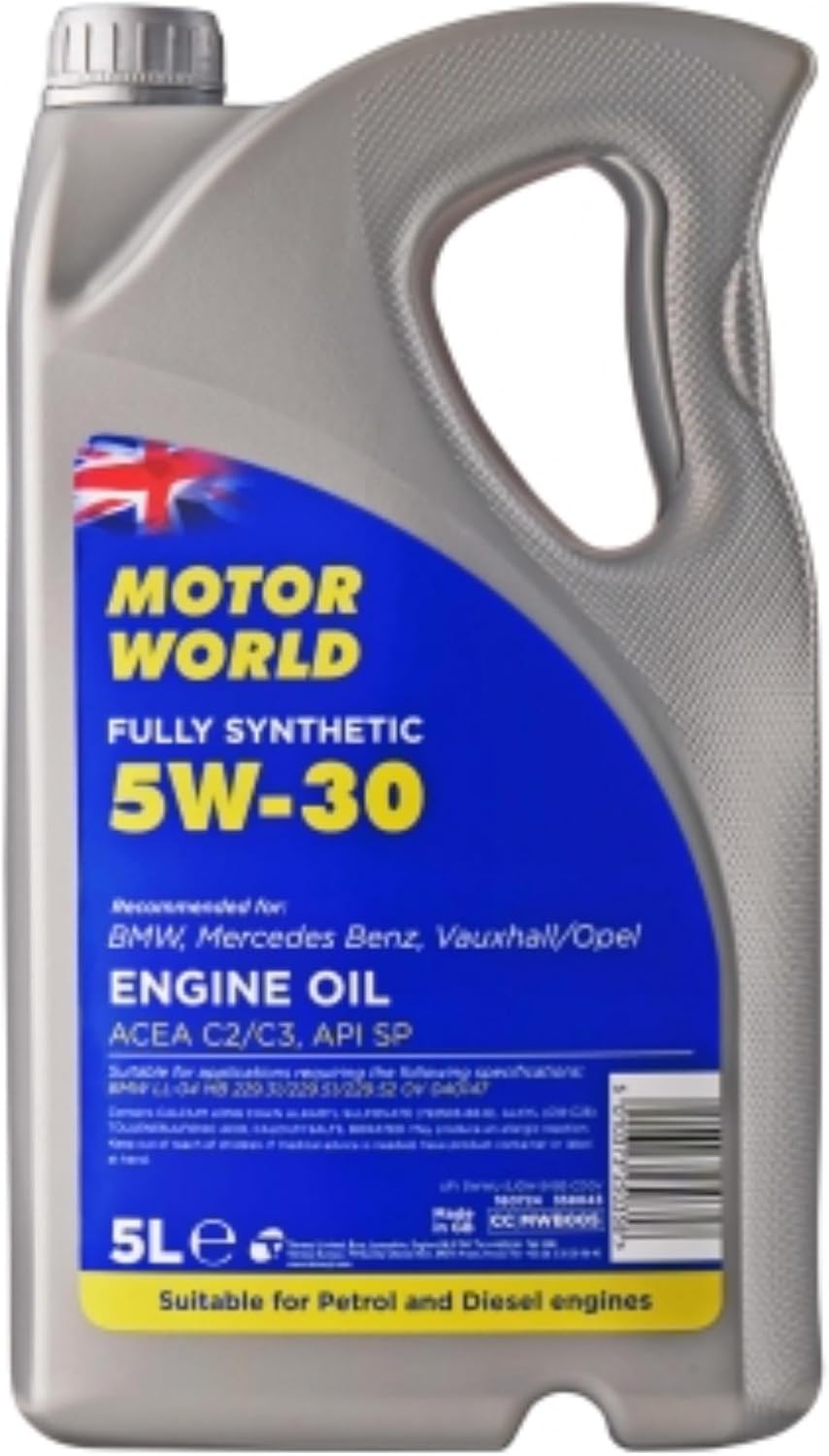 MOTORWORLD Fully Synthetic C2/C3 Engine Oil 5W-30 – Premium Full Synthetic Motor Oil for BMW & Mercedes, Low SAPS, ACEA C2 C3 Approved – 5L