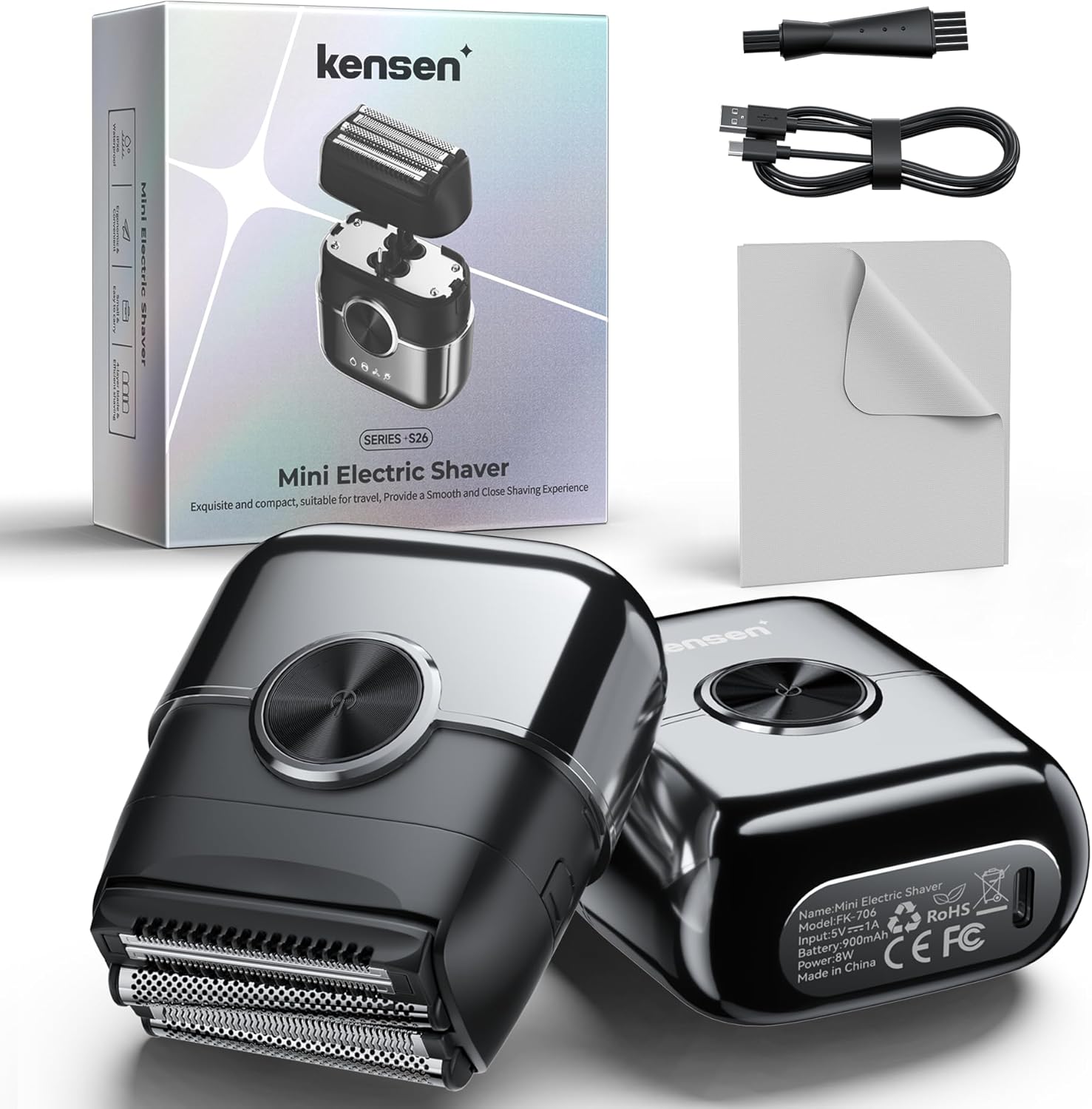 Foil Shaver, Kensen Upgraded 4 Floating Blades, Waterproof Close Shave Electric Shaver, Cordless 120 Mins Shaving Time Mini Men's Electric Foil Shavers, Travel Electric Razor for Men Rechargeable