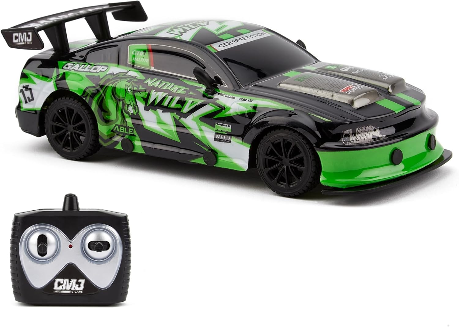 CMJ RC Cars Road Rebel Green Machine High-Speed 1:24 Scale Remote-Controlled Racing Toy Car, Thrilling Fun for Kids and Adults