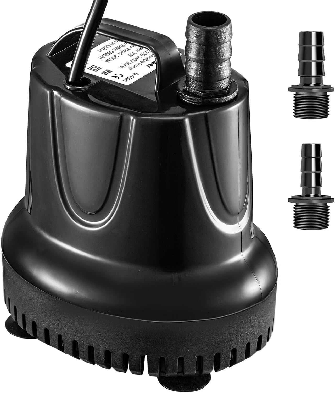 GROWNEER Submersible Water Pump 7W 600L/H, Ultra Quiet Small Aquarium Pump with 2 Nozzles for Pond, Fountains, Fish Tank, Statuary and Hydroponic Lift 0.9m