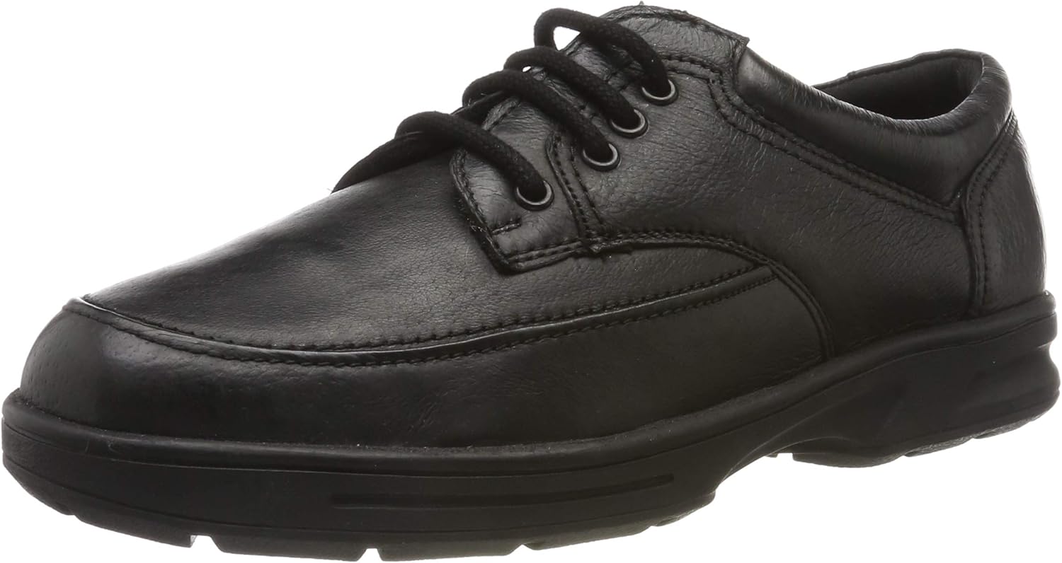 Dr Keller Mens Real Leather Lightweight Wide Fit Soft Comfort Shoes Black Size