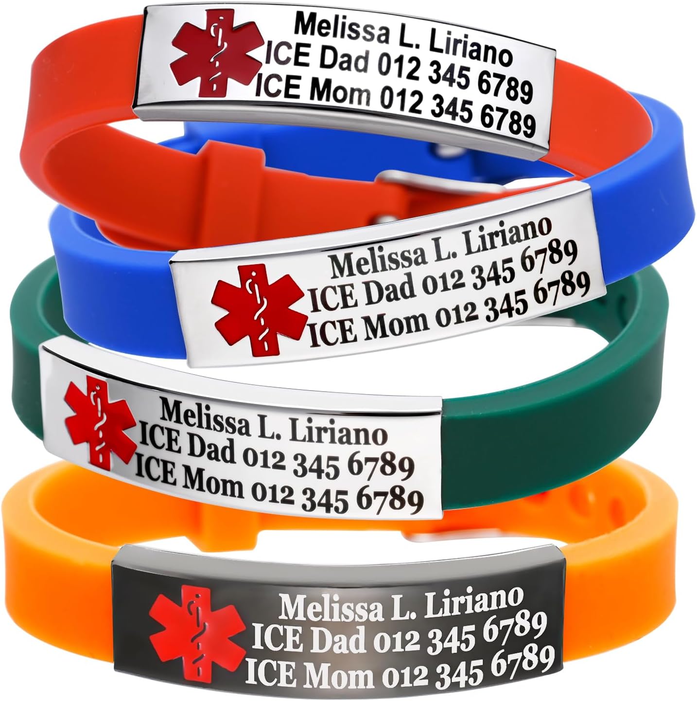 UNICGIFT Medical Alert Bracelet Dual-Sided Custom Engraved ID Identification Personalized Wristband for Women Adjustable Band Security Clasp