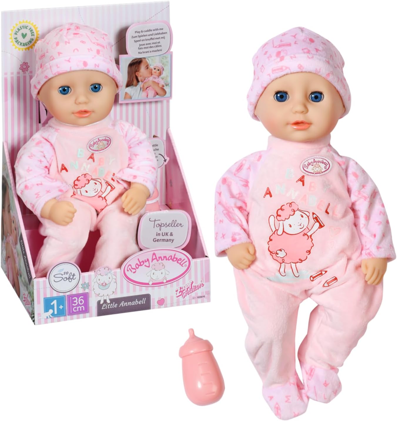 Baby Annabell 709870 Little Annabell-36cm Soft Bodied Pretend Feeding-Suitable for Children Aged 1+ Years-Perfect Toddlers-Includes Doll, Bottle and Outfit