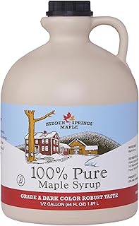 Hidden Springs Maple Dark Half Gallon 100% Pure Maple Syrup USA/CAN, BPA-free Jug