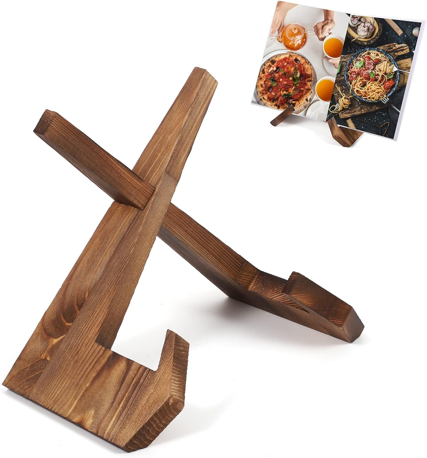 Recipe Book Stand, Wooden Book Stands for Display Portable Recipe Book Holder Stand Cookbook Holder for Reading Kitchen Document Tablet