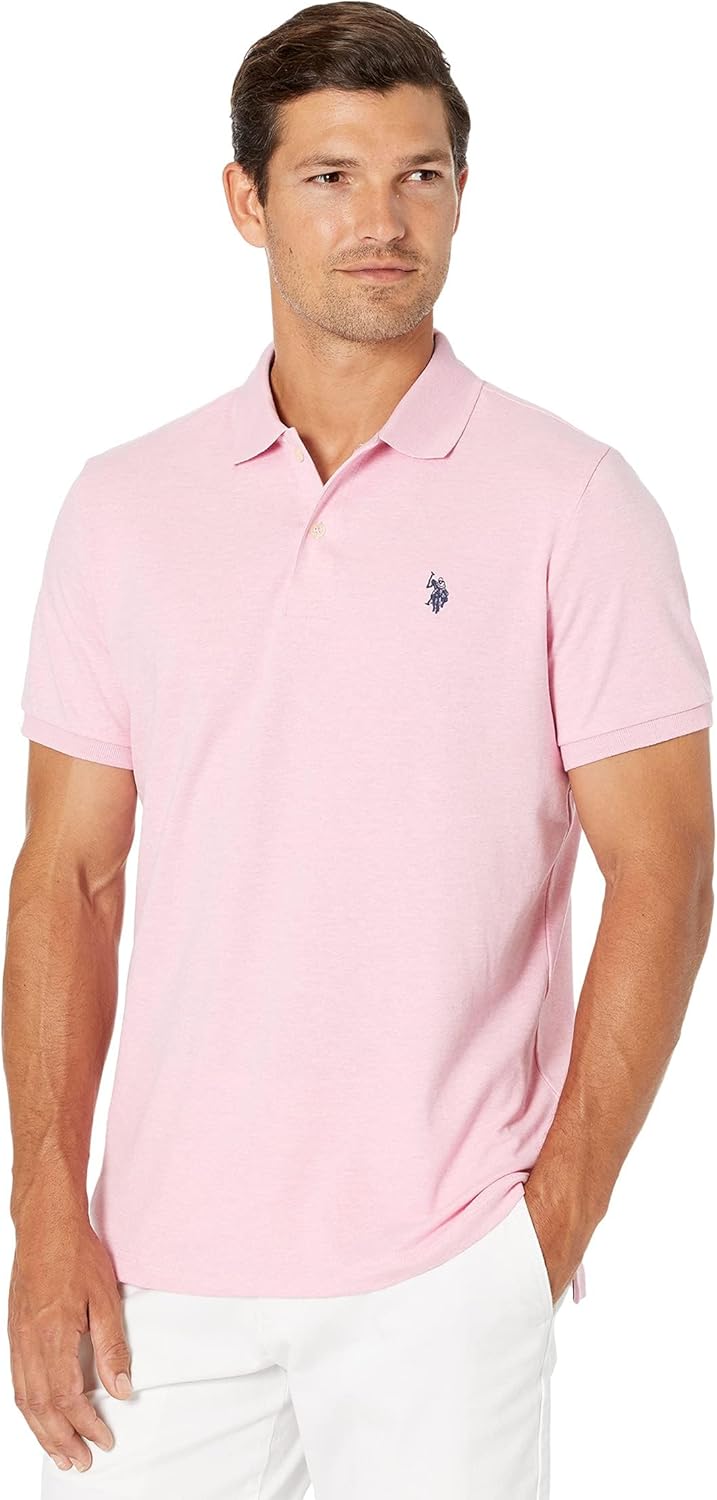 U.S. Polo Assn. Men's Solid Short Sleeve Interlock Polo Shirt, Golf Shirts for Men, Business Casual Polos
