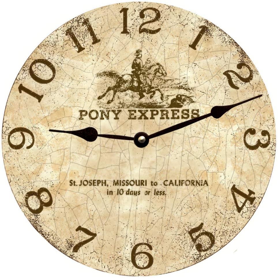 351 Round Decorative Clock Pony Express Equestrian - Unique Horse Frameless Wall Clock Easy To Read School Clock Large Number Home Decorative For Office Home Living Room
