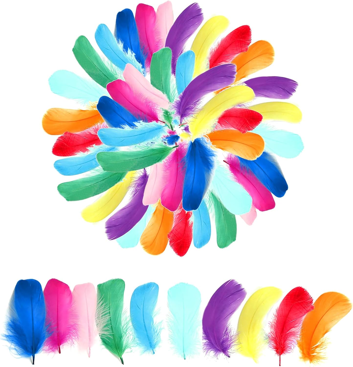 400pcs Colorful Feathers for Crafting，3-5 inches Natural Feathers with 10 Colors DIY Crafts No-Fading for Wedding Home Party Handmade Decorations