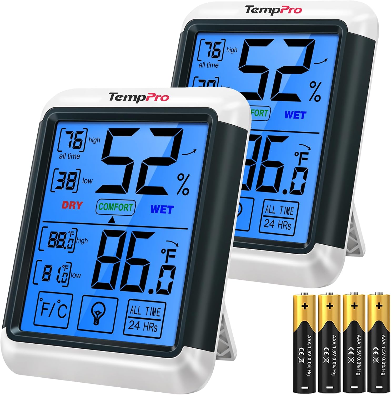 TempPro TempAir 2 Pack Digital Indoor Hygrometer Thermometer