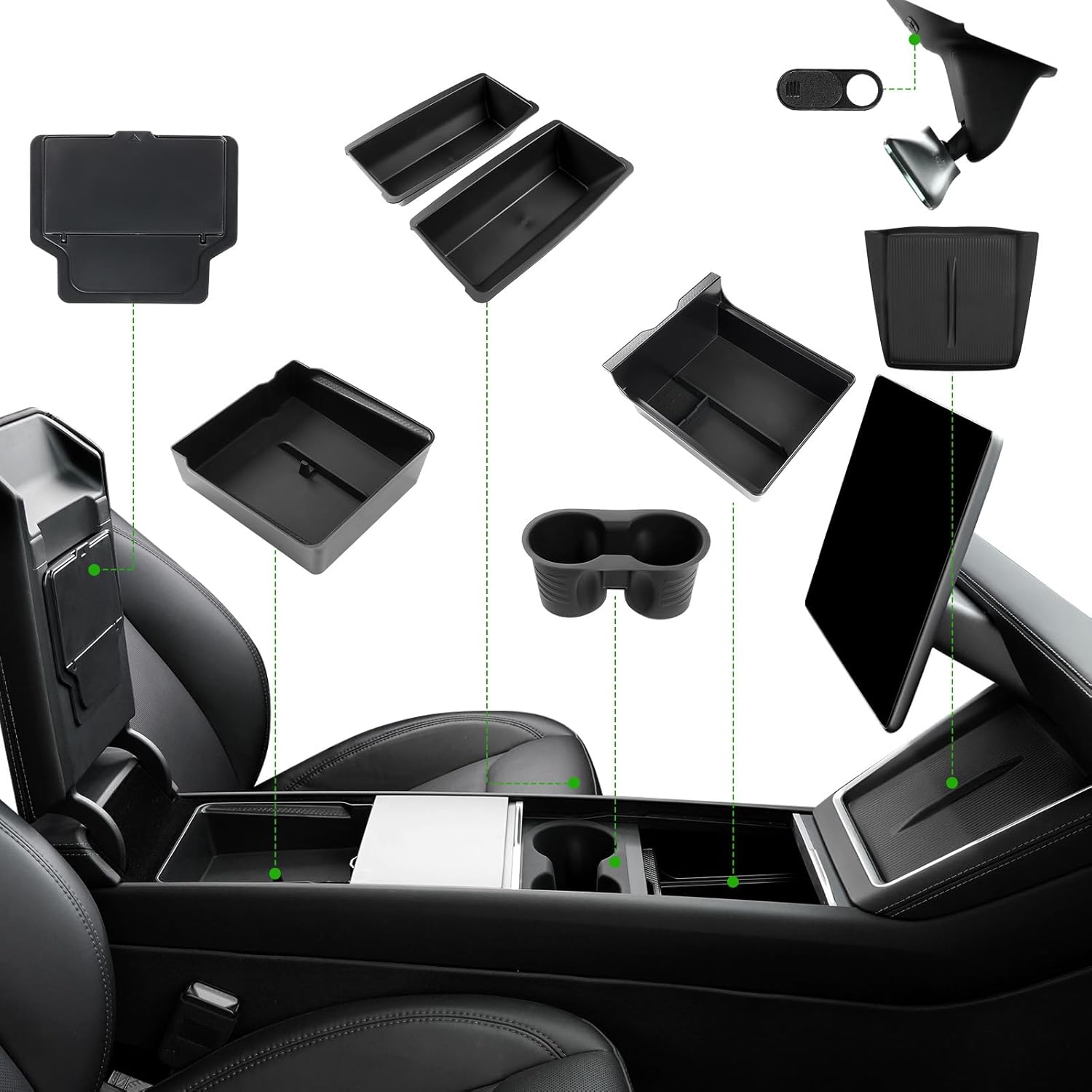 10PCS Center Console Organizer Tray for 2025 2026 Tesla Model Y Juniper Accessories, Under Seat Storage Armrest Hidden Storage Box Cup Holder Charger Pad for Tesla Model Y Juniper (Not fit Standard)