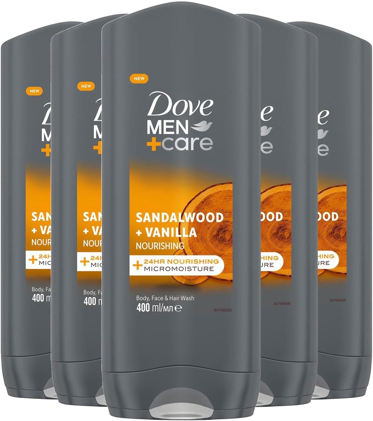 Dove Men +Care Advanced Sandalwood + Vanilla Antiperspirant Aerosol Men's Deodorant Spray, Pack of 5, 72 Hour Sweat Protection and Antibacterial Odour Control, 400 ml
