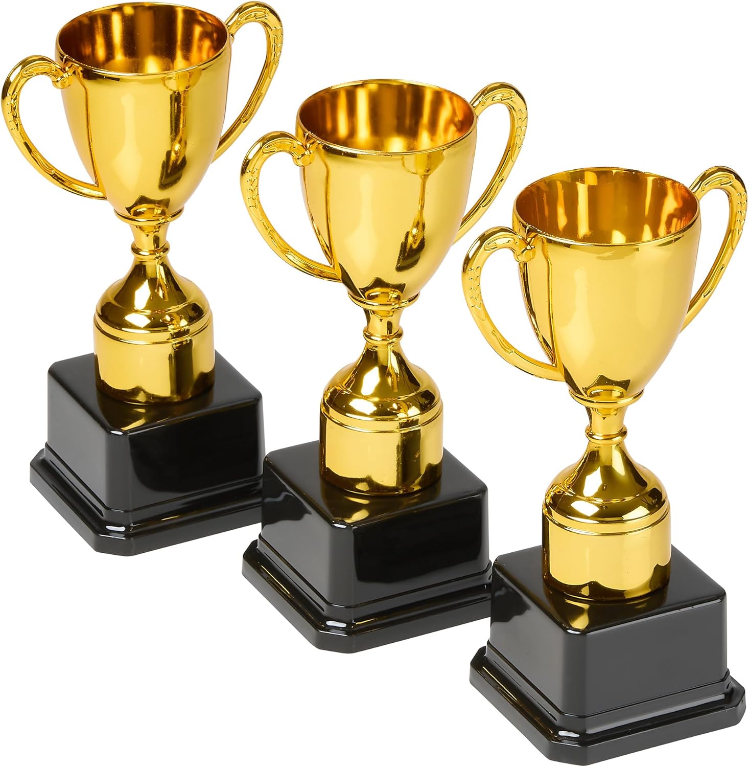 Fun Gold Plastic Trophies - 3 Pack - 7 Inch - Award Trophy Cup Set for Superstar Kids - Champion Celebrations, Sports Galore, and Victory Vibes - Desktop Toy