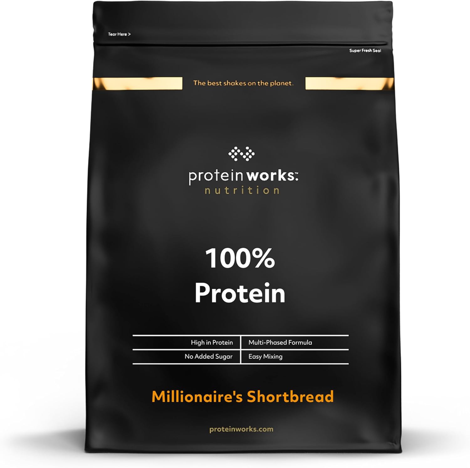 Protein Works - 100% Protein Powder, 25 Servings, Quad Protein Blend, Low Calorie, Low Fat Protein Shake, Phased Protein Release, Millionaire's Shortbread, 625g