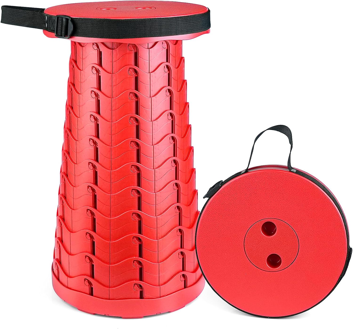 Hesanzol Portable Telescoping Stool, Retractable Folding Stool for Camping Garden Fishing Hiking Travel BBQ, Adjustable Collapsible Stools Max Load 400lbs