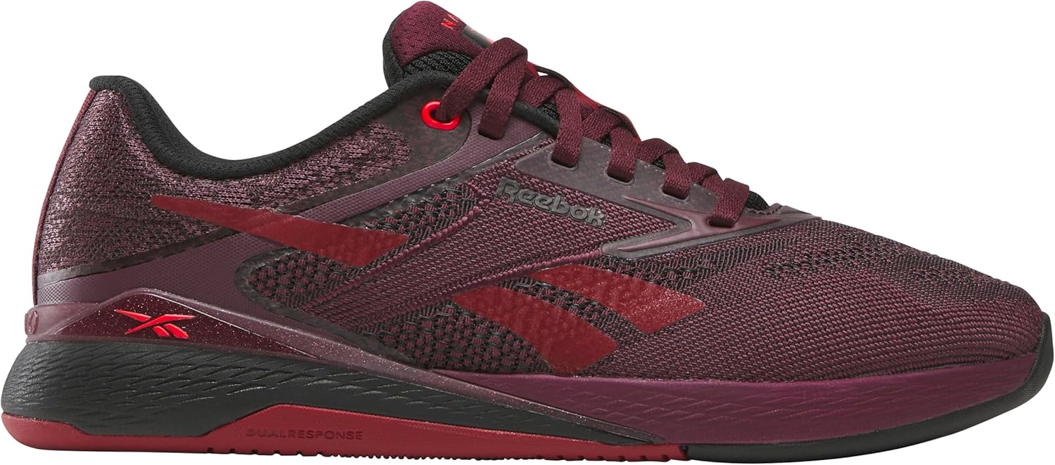 Reebok Nano X5 Sneakers for Women, Cross Training Gym Walking Shoes Women, Black Cherry/Black/Retro Red, 6.5