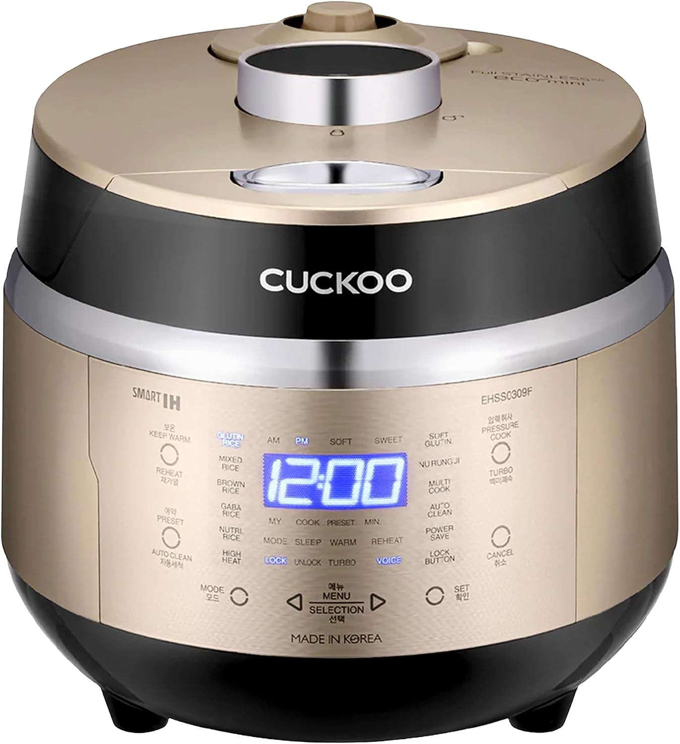 CUCKOO High Pressure Induction Rice Cooker, 6-Cup Cooked, CRP-EHSS0309FG
