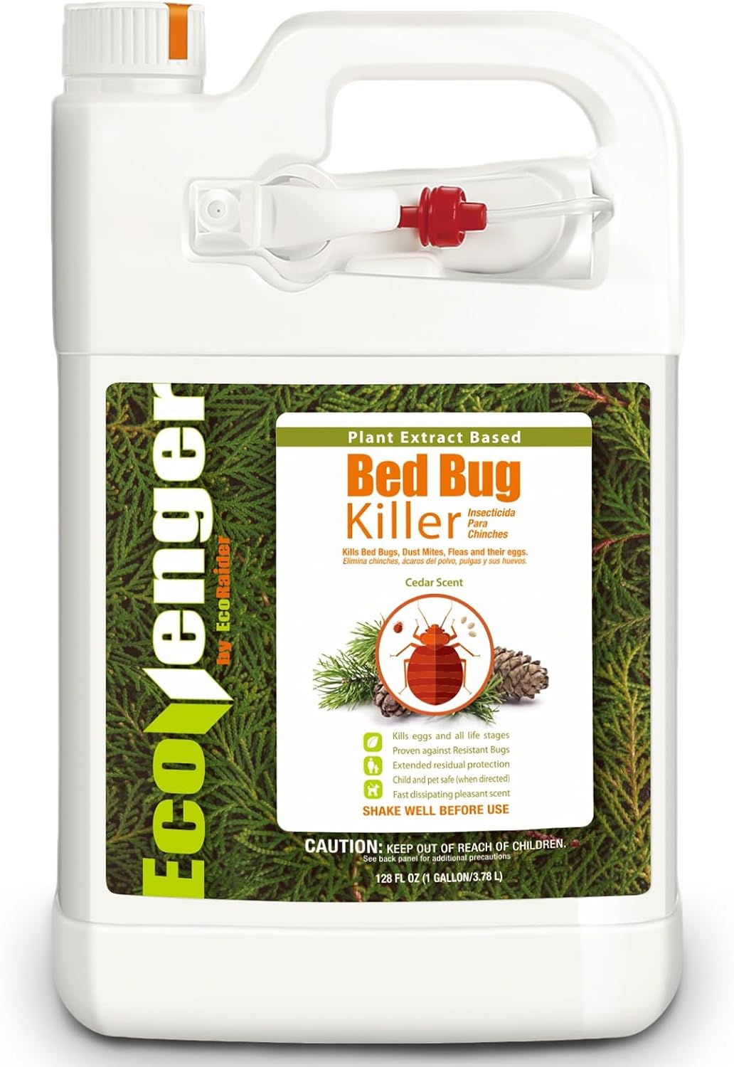 EcoVenger (Formerly EcoRaider) Bed Bug Killer with Remote Sprayer 1Gal - Kills 100% All Stages on Contact- Kills Resistant Bugs- Kills Eggs- 14 Day Residual Protection- Non-toxic- Child & Pet Friendly
