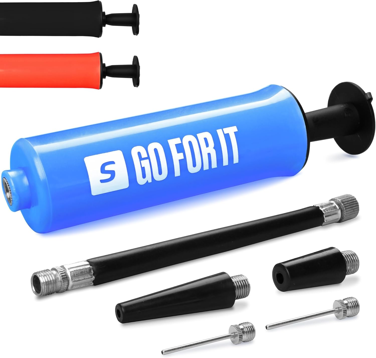 SPORTBIT Ball Pump for Sports Balls - Air Pump with 5 Needles, Basketball, Soccer, Volleyball, Football - Air Pump for Inflatables, Small and Portable Hand Pump