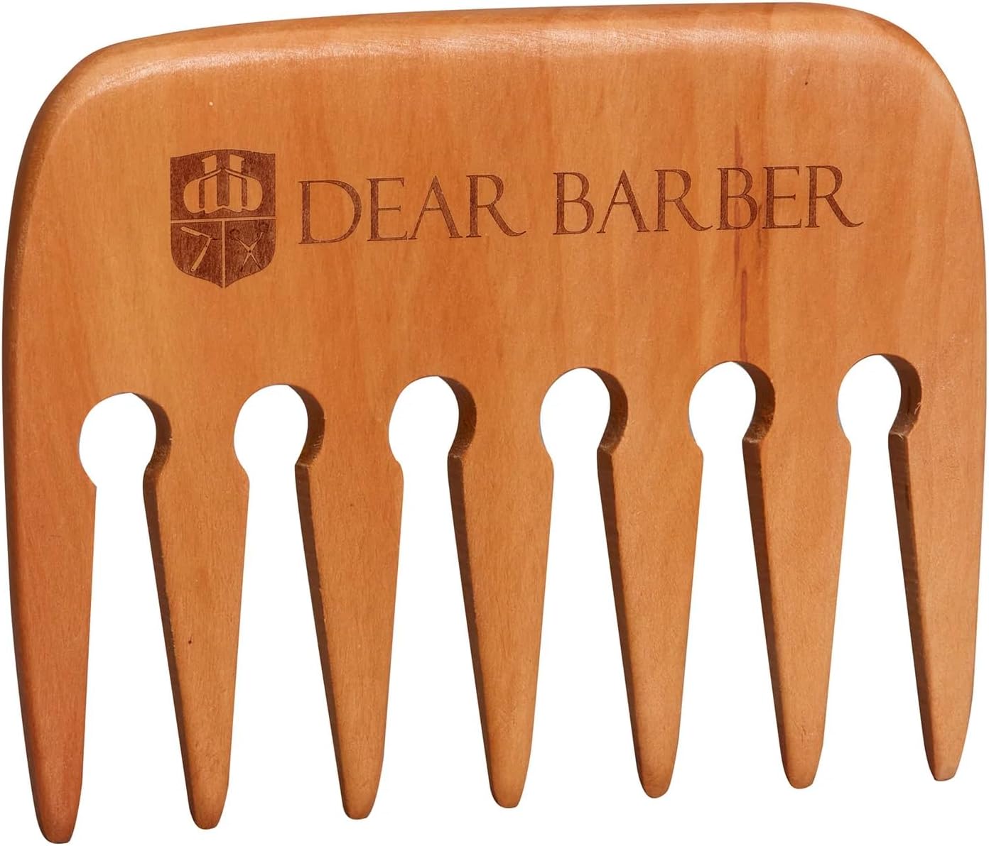 Dear Barber Wooden WIDE TOOTH COMB – Professional Hair Styling Accessory for Men & Women – Pear Wood Barber Comb for Curls, Volume, Texture & Precision – Anti-Static for All Hair Types