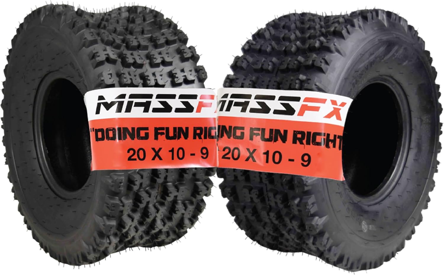 MASSFX 20x10-9 Dual Compound Rear Tire for Off-Road All-Terrain (ATV) and Sport Quad Vehicles - 6-Ply with 12mm Tread Depth 20x10x9 (2 Pack)