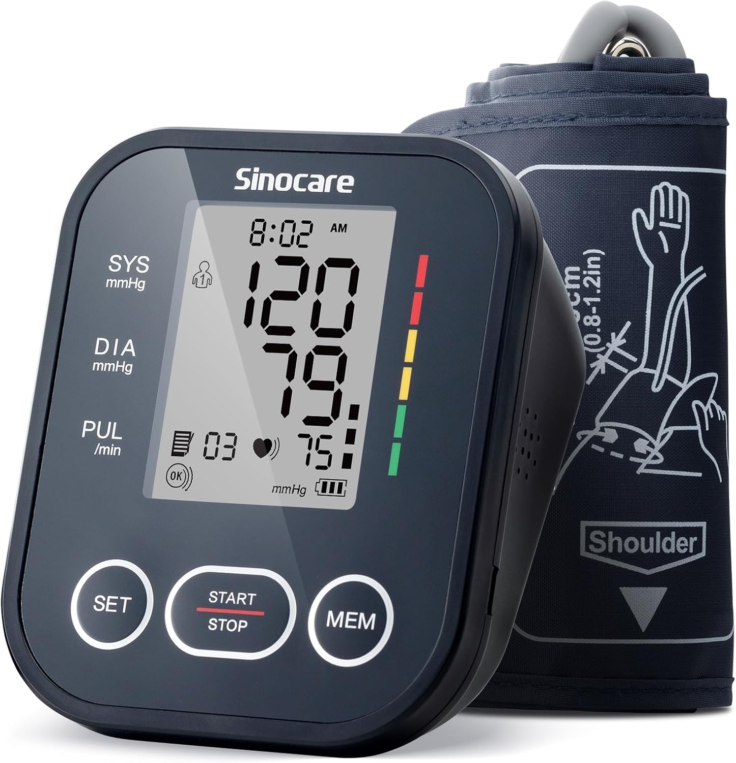 sinocare Blood Pressure Monitors,Upper Arm Blood Pressure Machine, 22-42cm Large Cuff BP Monitor,CE Approved BP Blood Pressure Machines for Home Use with Heart Rate Monitor