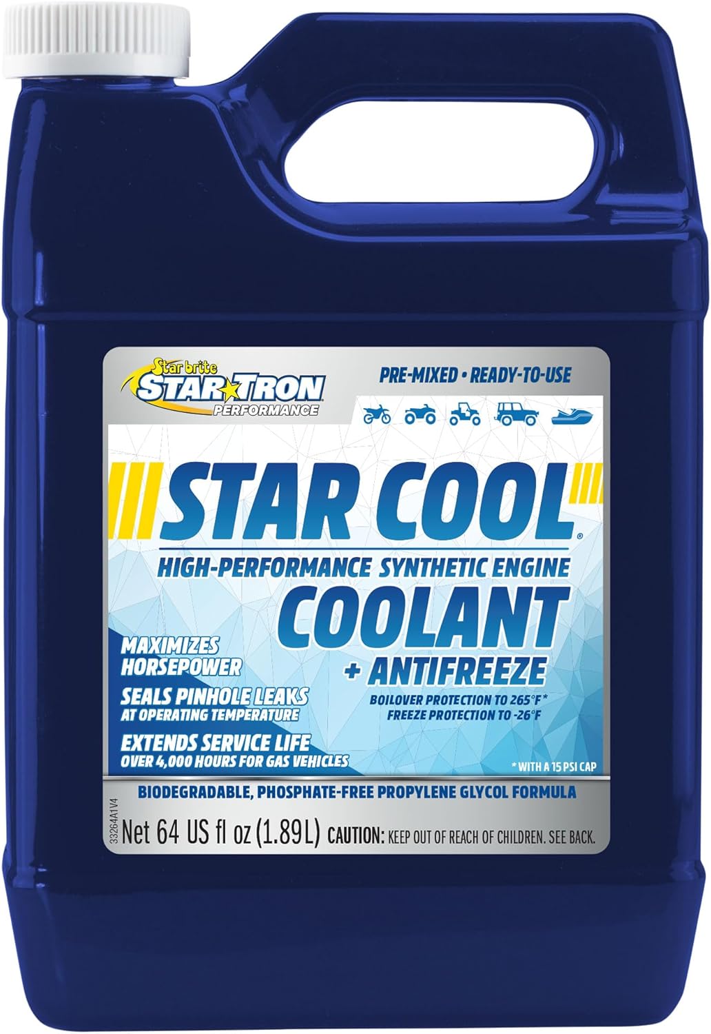 STAR BRITE Star-Cool Premium Synthetic PG Engine Coolant - 64 OZ (033264)