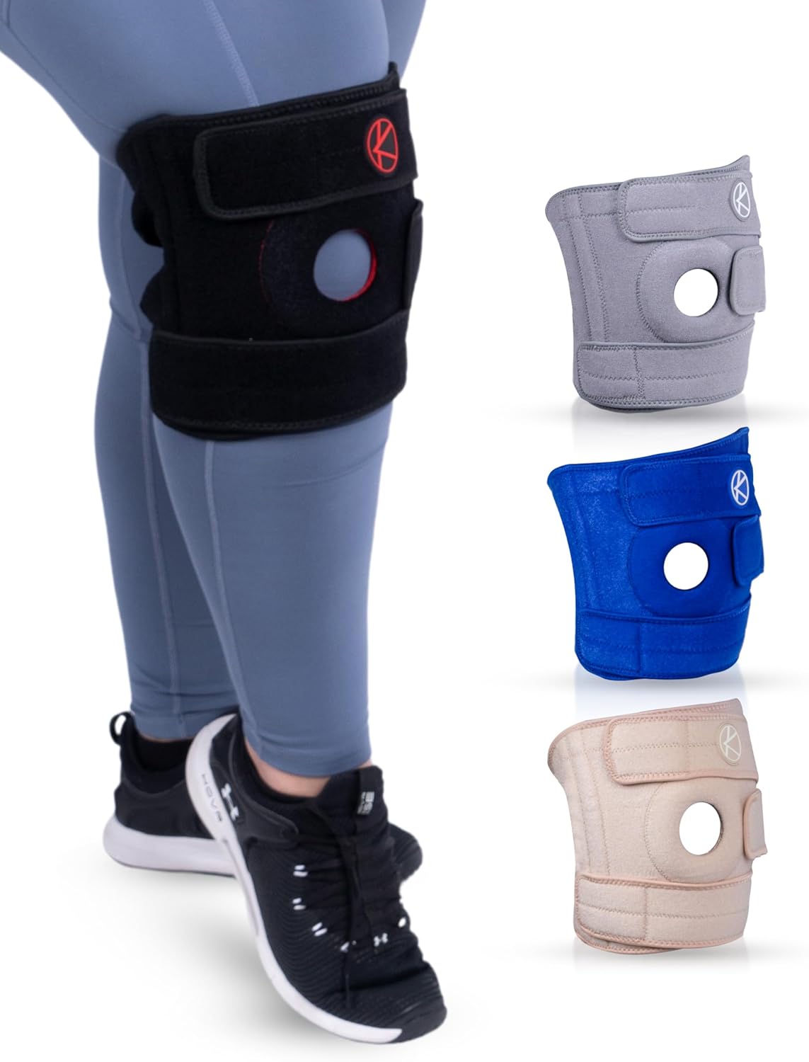 KARM Plus Size Knee Brace for Knee Pain Plus Size Women and Men - Adjustable Knee Brace with Side Stabilizers. Knee Support for Meniscus Tear and Arthritis (4XL/5XL/6XL Black)