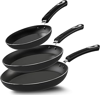 Utopia Kitchen Nonstick Frying Pan Set - 3 Piece Induction Bottom - 8 Inches, 9.5 Inches and 11 Inches - (Grey-Black)