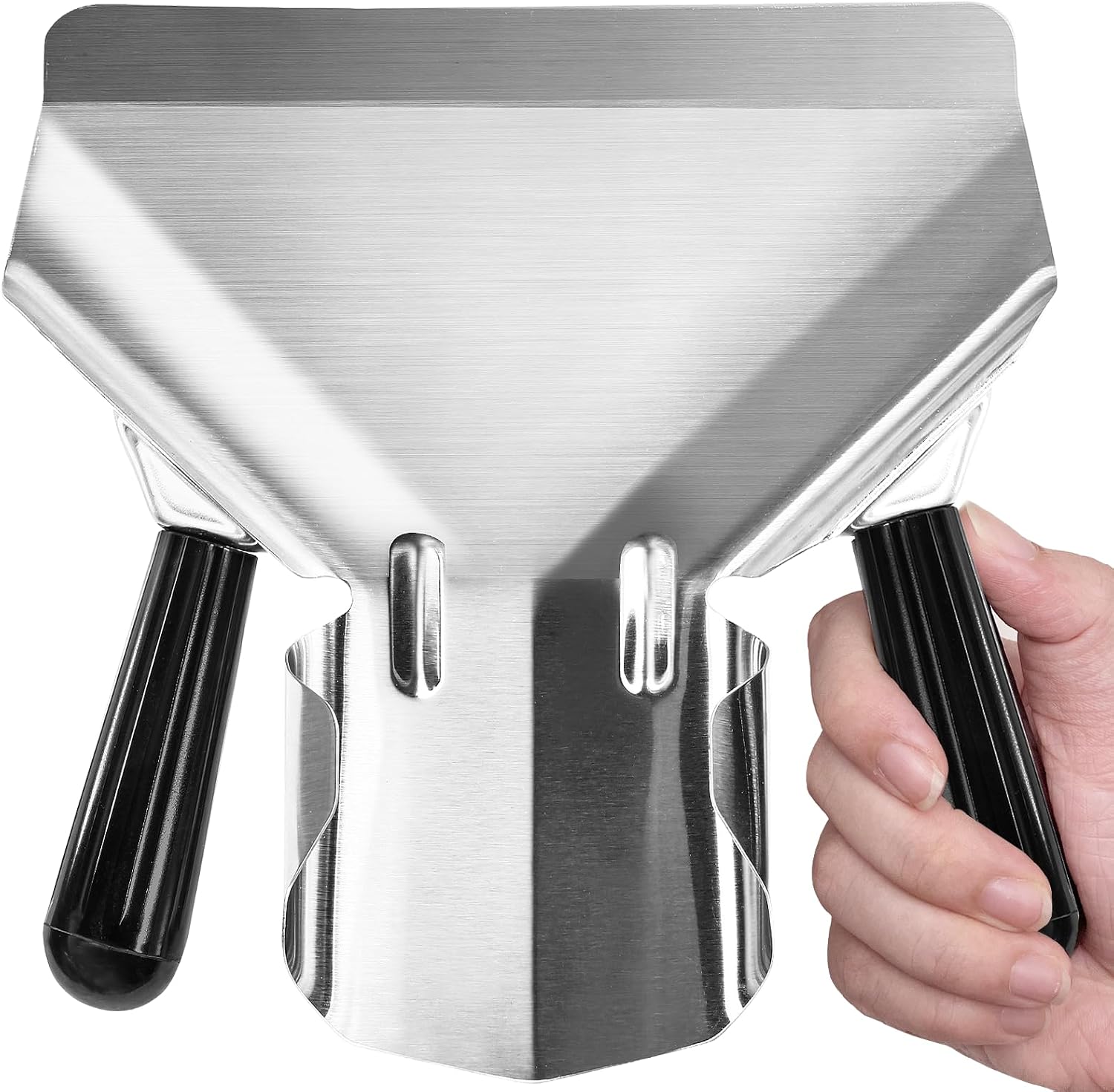 Bonsicoky Stainless Steel French Fry Popcorn Scoop, Dual Handle