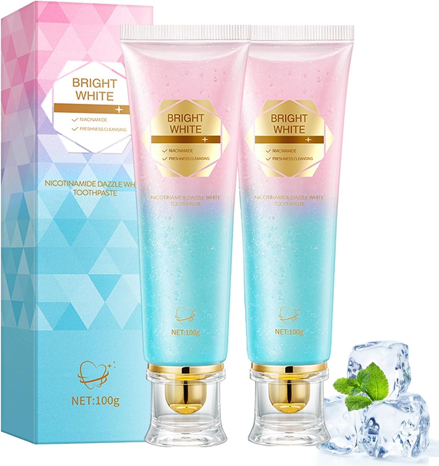 DEJIN 2Pcs Niacinamide Whitening Toothpaste - Intensive Stain Removal, Gentle Formula for Teeth Whitening & Gum Care, Fresh Breath, Fluoride-Free, 200g