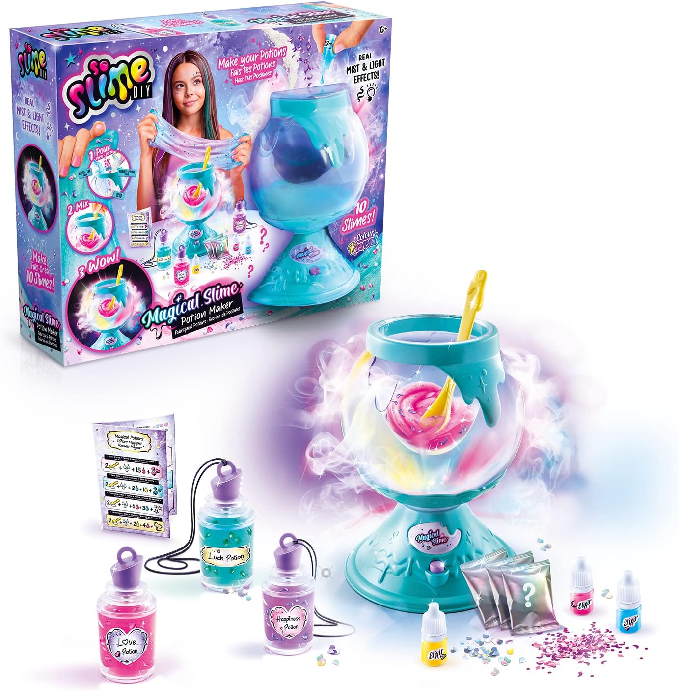 Canal Toys So Slime DIY Magical Slime Potion Maker Age 6+, Real Mist & Light Effects, Makes 10 DIY Slime Potions, Colour Reveal Slimes + So Much More! for Ages 6+, Multicoloured, 34 x 14 x 27.5 cm