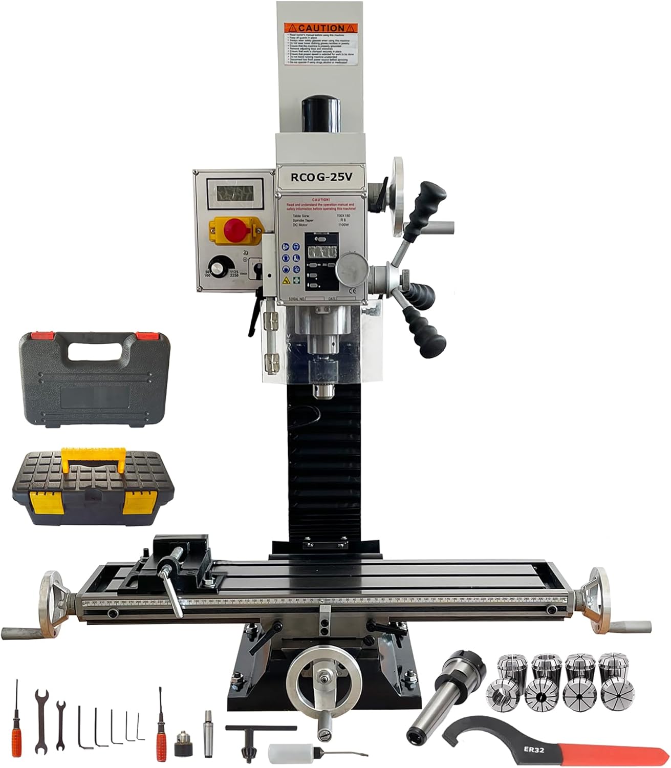 INTBUYING Mini Milling Drilling Machine Benchtop Mill Drill Machine Precision Metalworking Drill Machine Mirco-Feed 1100W 50-2250rpm Powerful Multi-Function Drill Mill for Professionals&Hobbyists 110V