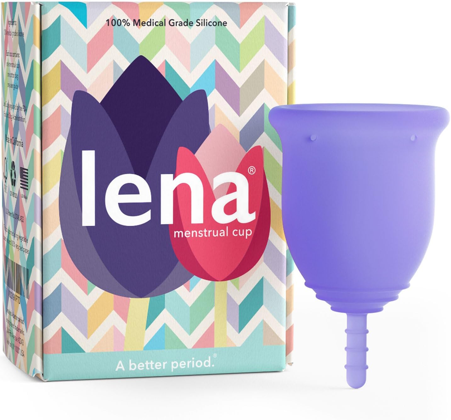 Lena Menstrual Cups, Reusable Period Cup, Tampons,Period Underwear and Menstrual Pads Alternative, Feminine Care, FSA Eligible, Silicone Menstrual Cup, Made in USA, Super Heavy Flow, Large, Purple