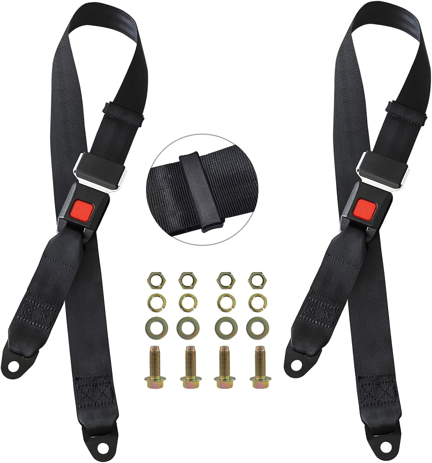 iLSKW Golf Cart Seat Lap Strap Belts Kit 59.45" DOT Certified Universal Golf Cart Belt Kit Front Rear for EZGO, Yamaha, Club Car, Go Kart a Pair Not Include Bolts