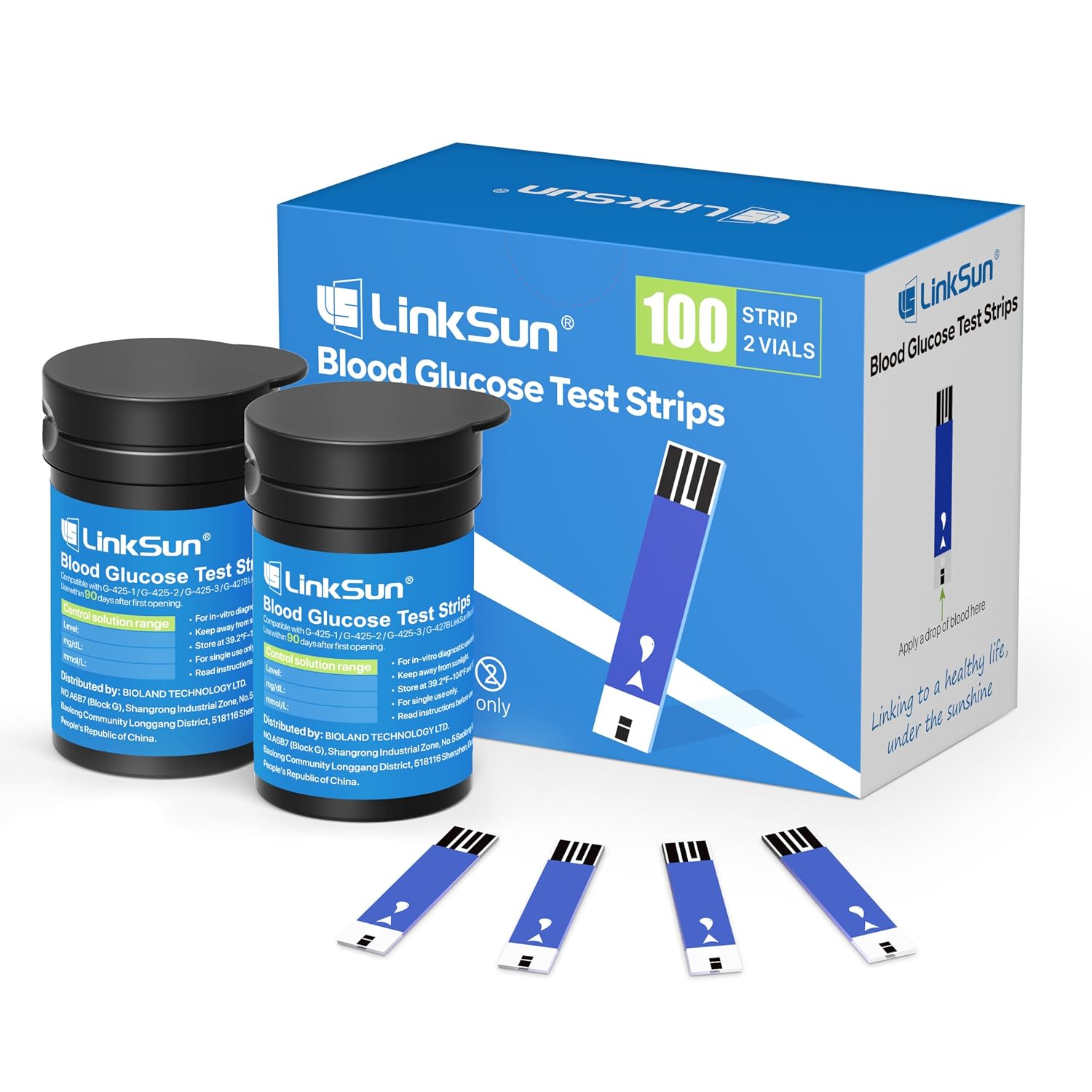 LinkSun Blood Glucose Test Strips*100, Only for G-425-1, G-425-3, G-425-2V
