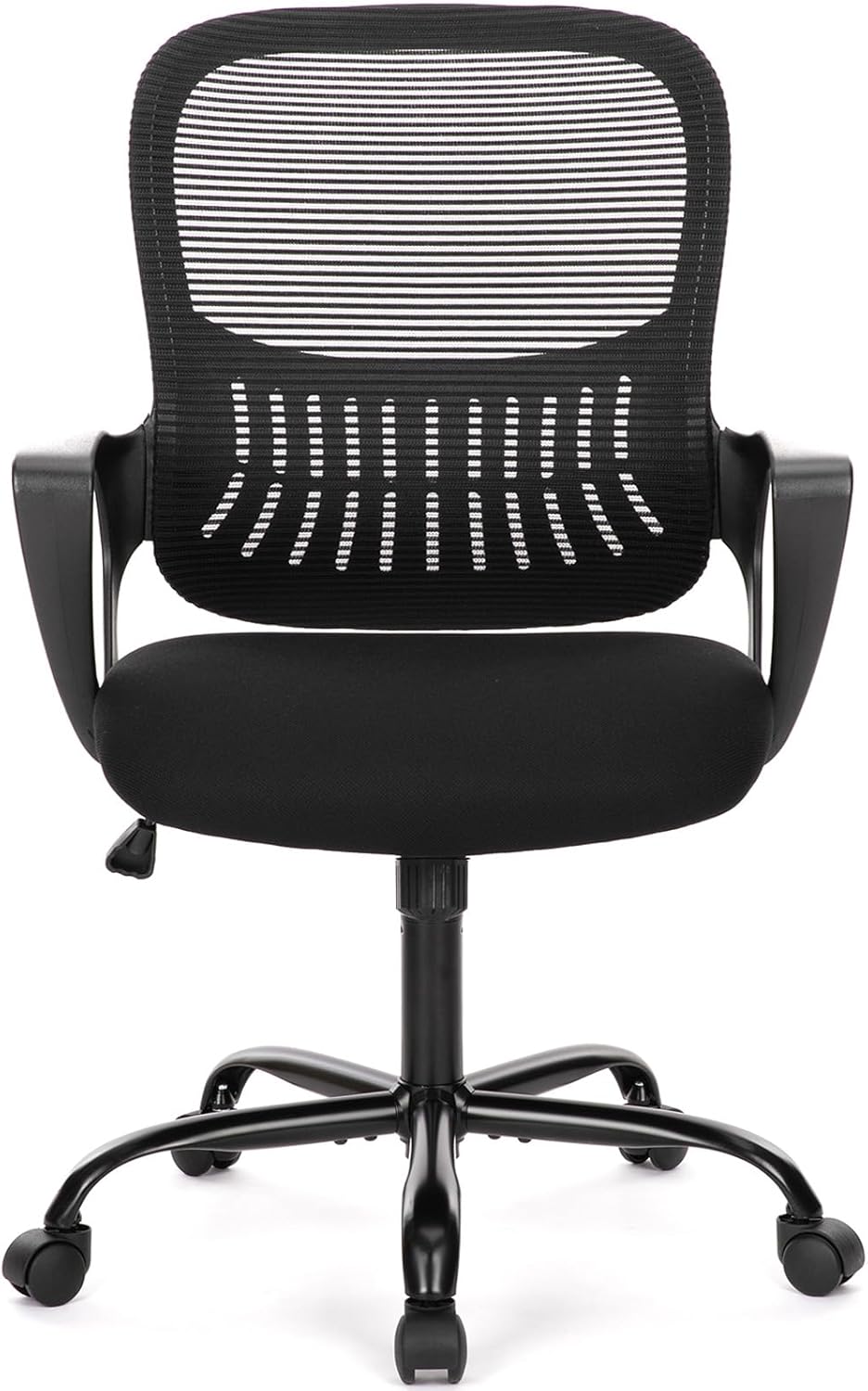 SMUG Office Computer Desk Chair, Ergonomic Mid-Back Mesh Rolling Work Swivel Task Chairs with Wheels, Comfortable Lumbar Support, Comfy Arms for Home, Bedroom, Study, Dorm, Student, Adults