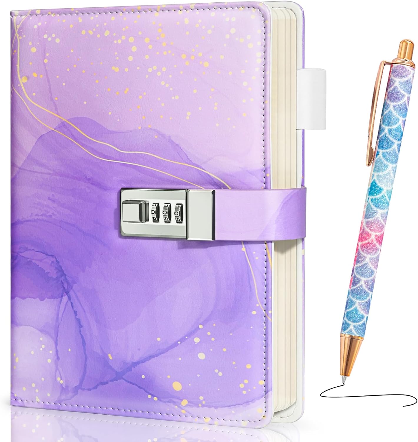 Diary with Lock for Girls Age 8-12, A5 Sectet Journal with Lock, 192 Pages Password Notebook Lock Diary with Pen, Preppy Aesthetic Journals Cute Stuff Birthday Gifts for Teen Girls & Women