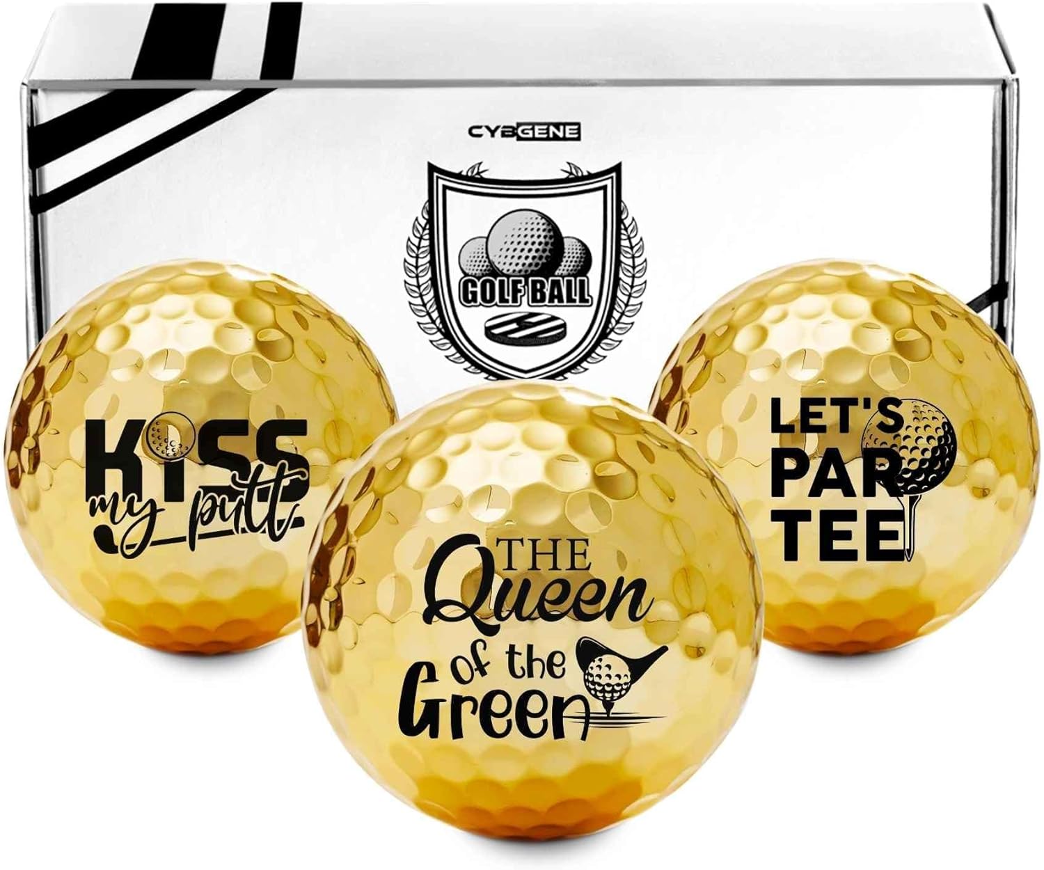 Funny Golf Gifts for Women, Golf Balls Set for Lovers, Perfect for Mom, Boss Lady for Birthday, The Queen of The Green, Gold