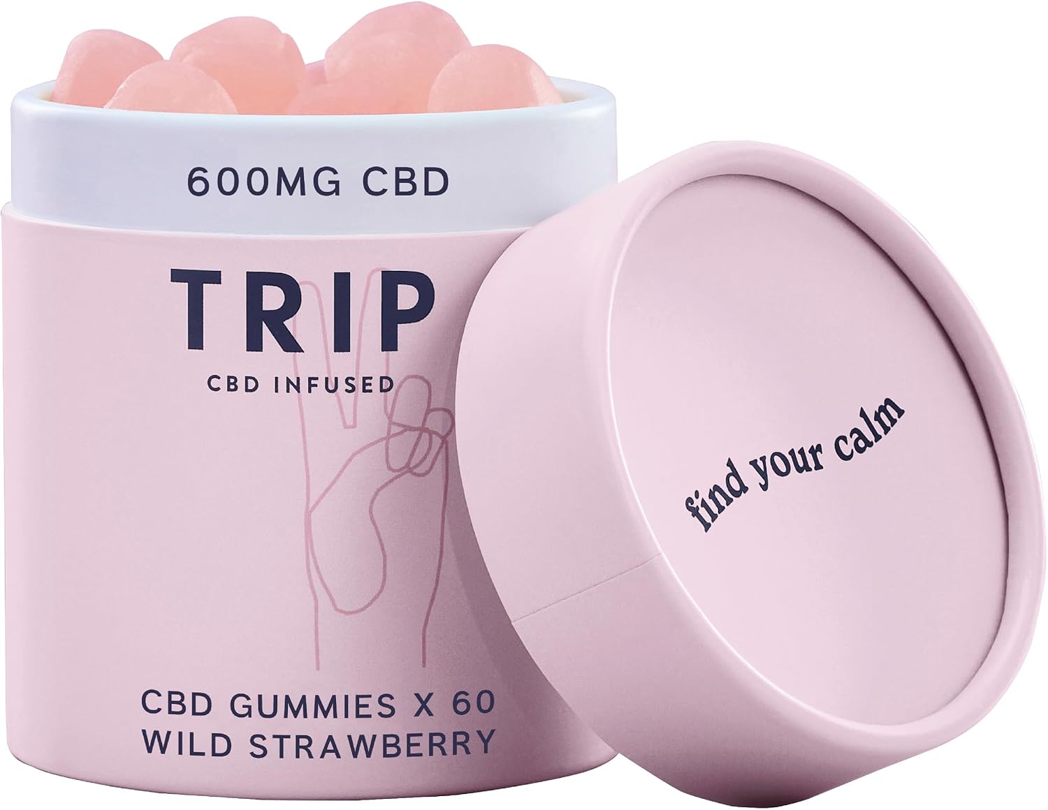 TRIP CBD Infused Wild Strawberry Gummies (60 Gummies). High Strength CBD Edibles. 600MG CBD – Vegan, THC-Free, Natural Flavour
