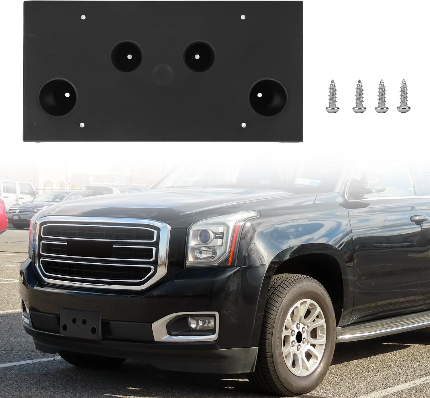 Front License Plate Bracket Compatible with GMC Yukon/Yukon XL 2015 2016 2017 2018 2019 2020, Front Bumper License Plate Holder Mounting Frame, Replacement for 22948151, GM1068159
