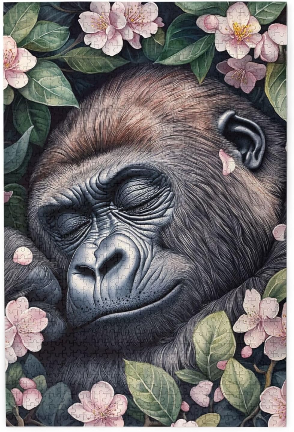 Cafemira 1000 Pcs Wooden Jigsaw Puzzle,A gorilla sleeping in the midst of blooming cherry blossoms,Exercise Hands on Skills and Thinking,Brainstorming for Stress Relief,pleasure both body & mind