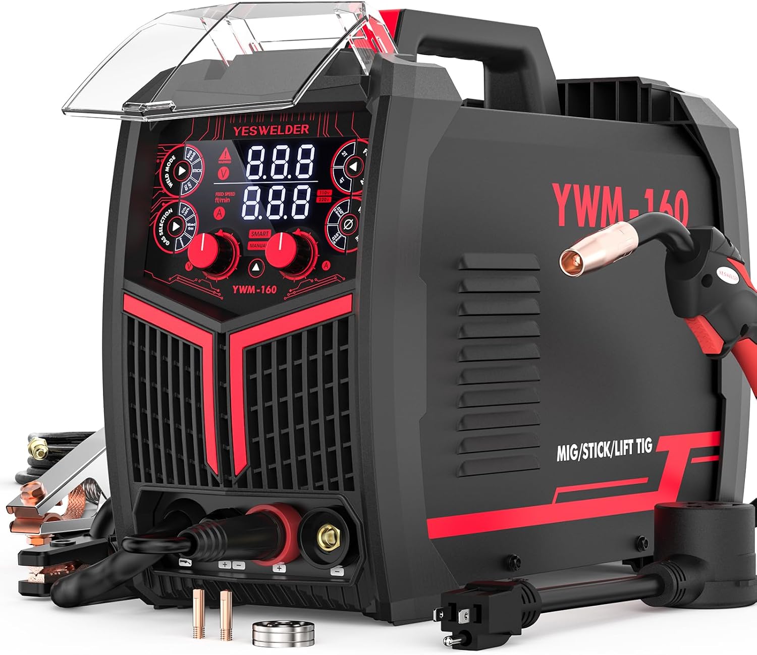 YESWELDER 160A MIG Welder, 110V/220V MIG/Flux Core/Lift TIG/Stick