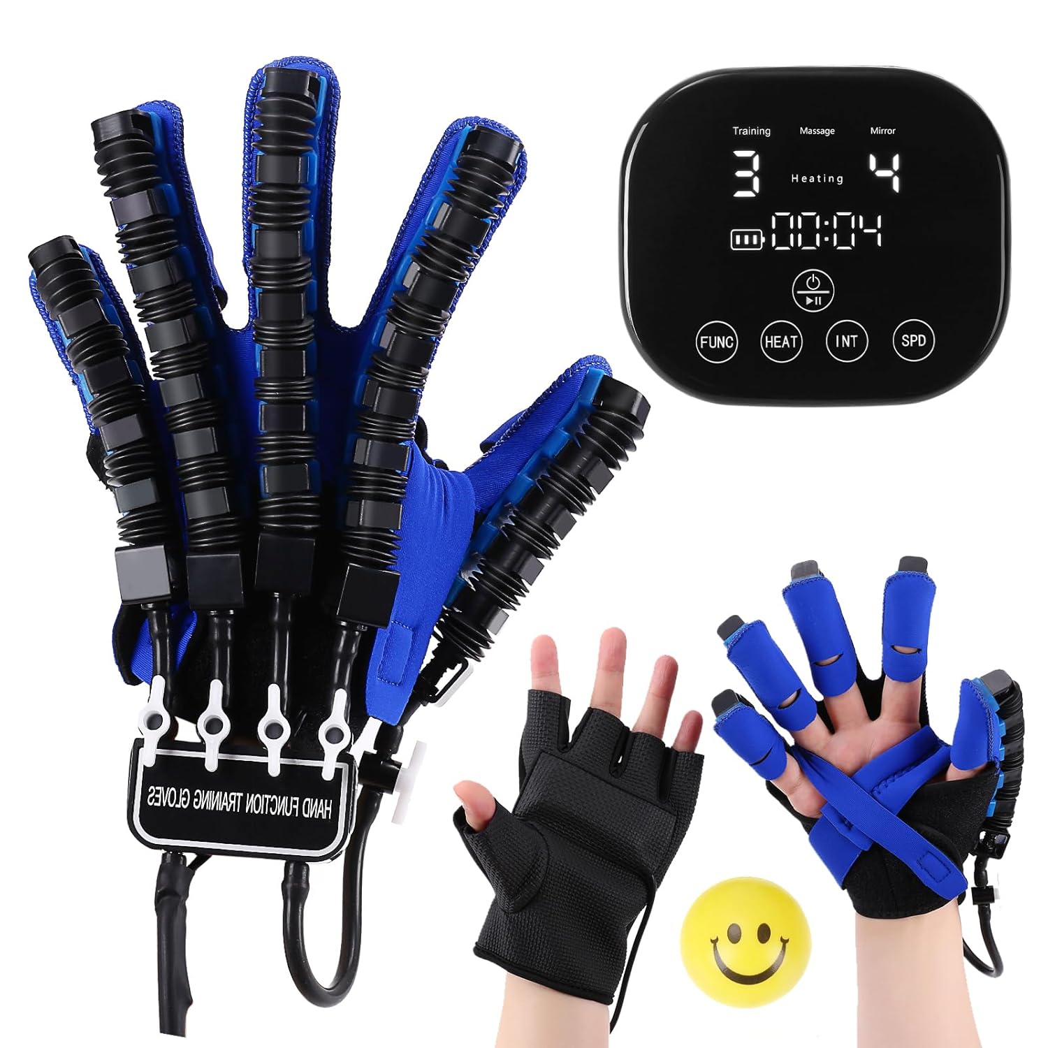 Rehabilitation Robot Glove for Stroke Hemiplegia Stroke Recovery Equipment Robotic Hand Trainer for Stroke Patients with Heating Massage Mirror Glove Fingers Strength Training Device (Left, S)
