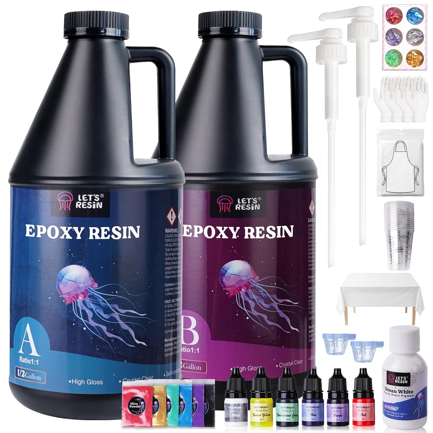 LET'S RESIN 1 Gallon Epoxy Resin Kit with Color Pigment, Clear Resin Kit