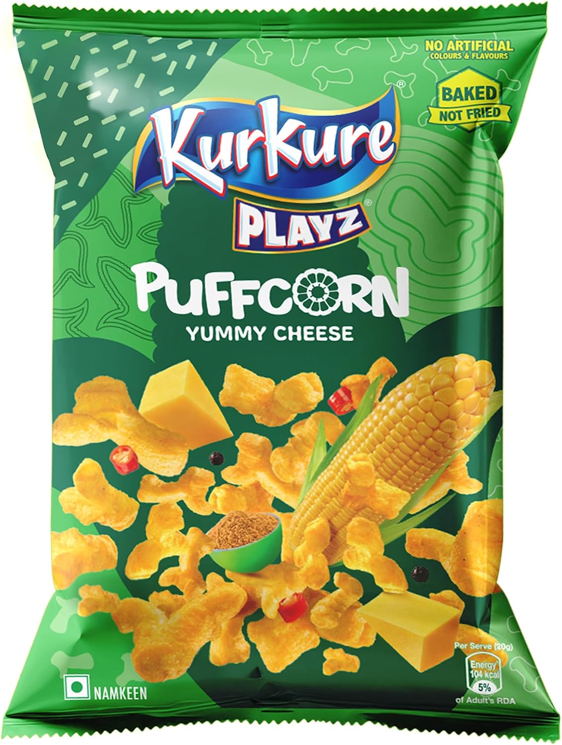 Kurkure Namkeen - Puffcorn (Yummy Cheese) - 52g /58g Pack (weight may vary)