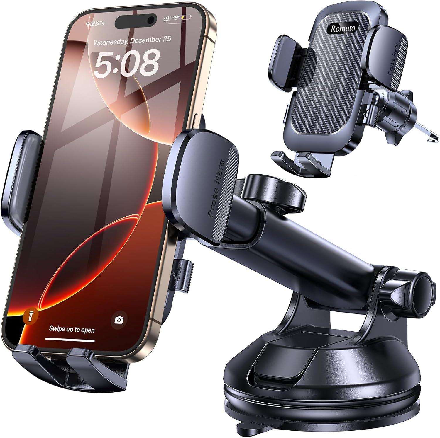 Phone Holders for Your Car【Upgraded Strongest Suction】Car Phone Holder Mount Dash【360° Adjustable】Suction Cup phone Mount for Truck Stand Cell PHone Holder for Car mount Fit All iPhone Car Accessories