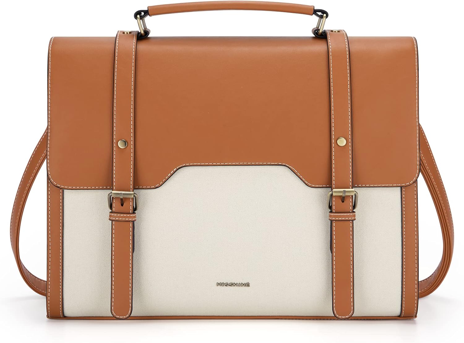 Missnine Laptop Bag 15.6 inch Canvas Messenger Bag for Women Professional Work Bag Shoulder Bag