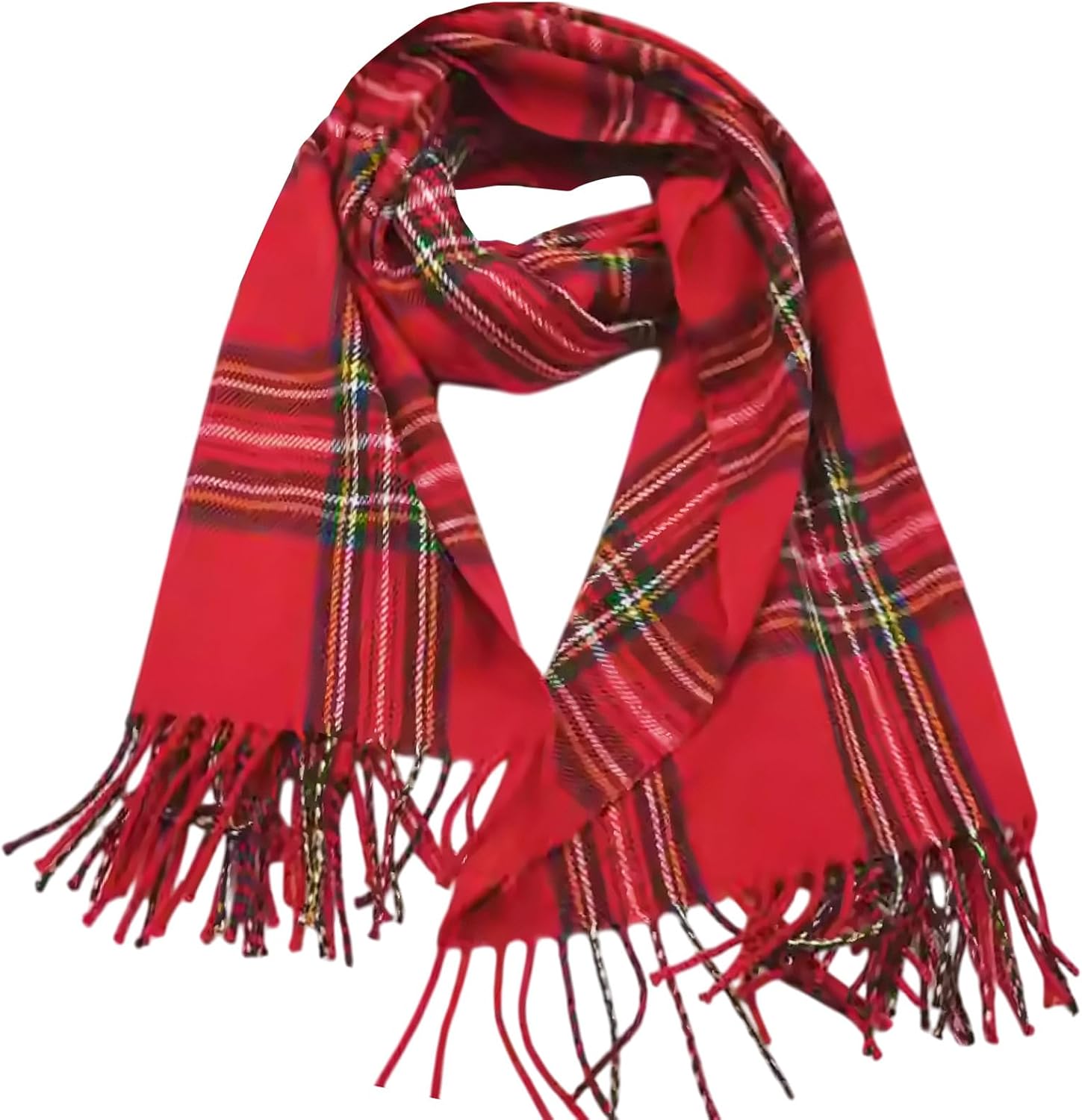 UILYNIU Red Scarf Winter Warm Scarves Soft Stylish Plaid Scarf for Men Women Autumn Warm Fringe Plaid Scarves Scottish Tartan cashmere feel plaid scarf