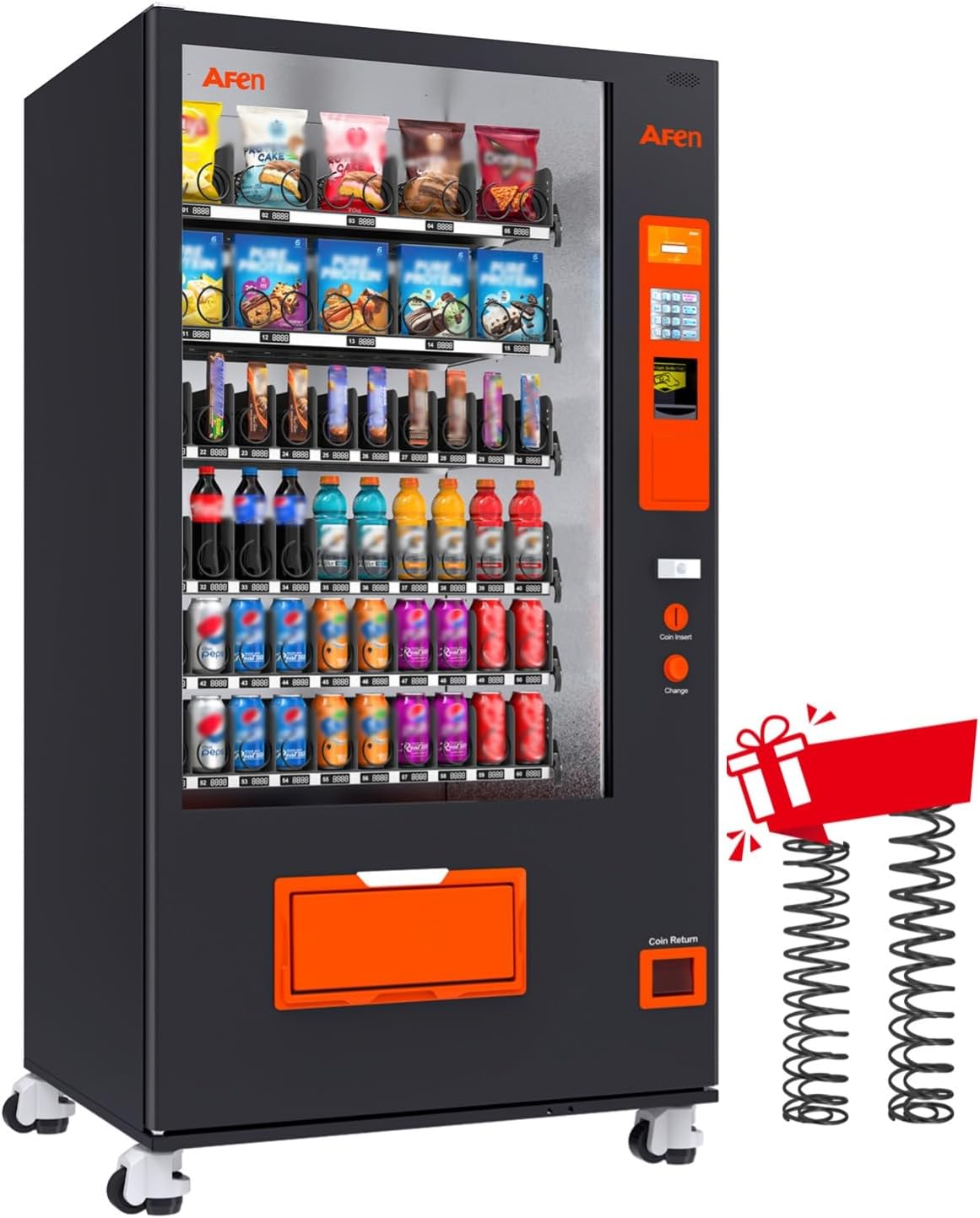 Afen Commercial Snack & Drink Combo Vending Machine, 60 Slot Refrigerated Soda Vending Machine for Business Durable Bulk Supplier, with Bill & Coin Acceptor