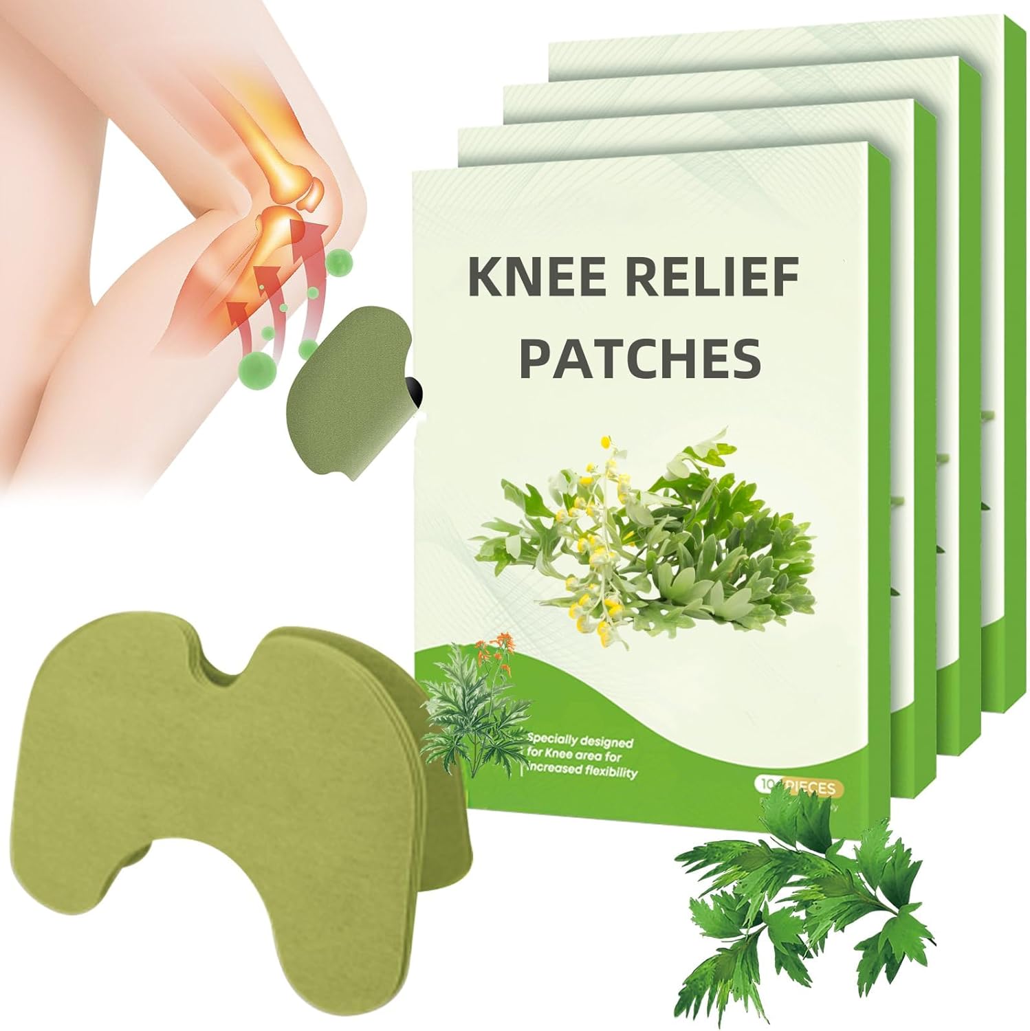 40Pcs Knee Pain Relief Patches Kit,Knee Patches for Pain Relief, Natural Ingredients,for Arthritis, Relieves Muscle Soreness in Knee, Neck, Shoulder